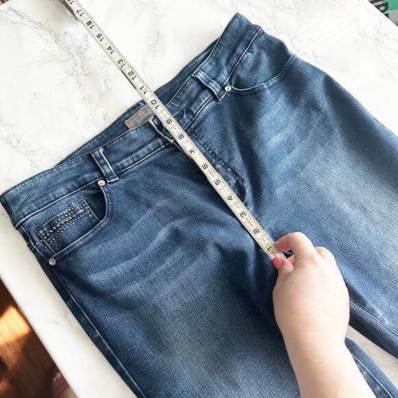 Chico’s So Slimming Size 1 Rhinestone Embellished Slim Ankle Jeans size 8 - Picture 11 of 12